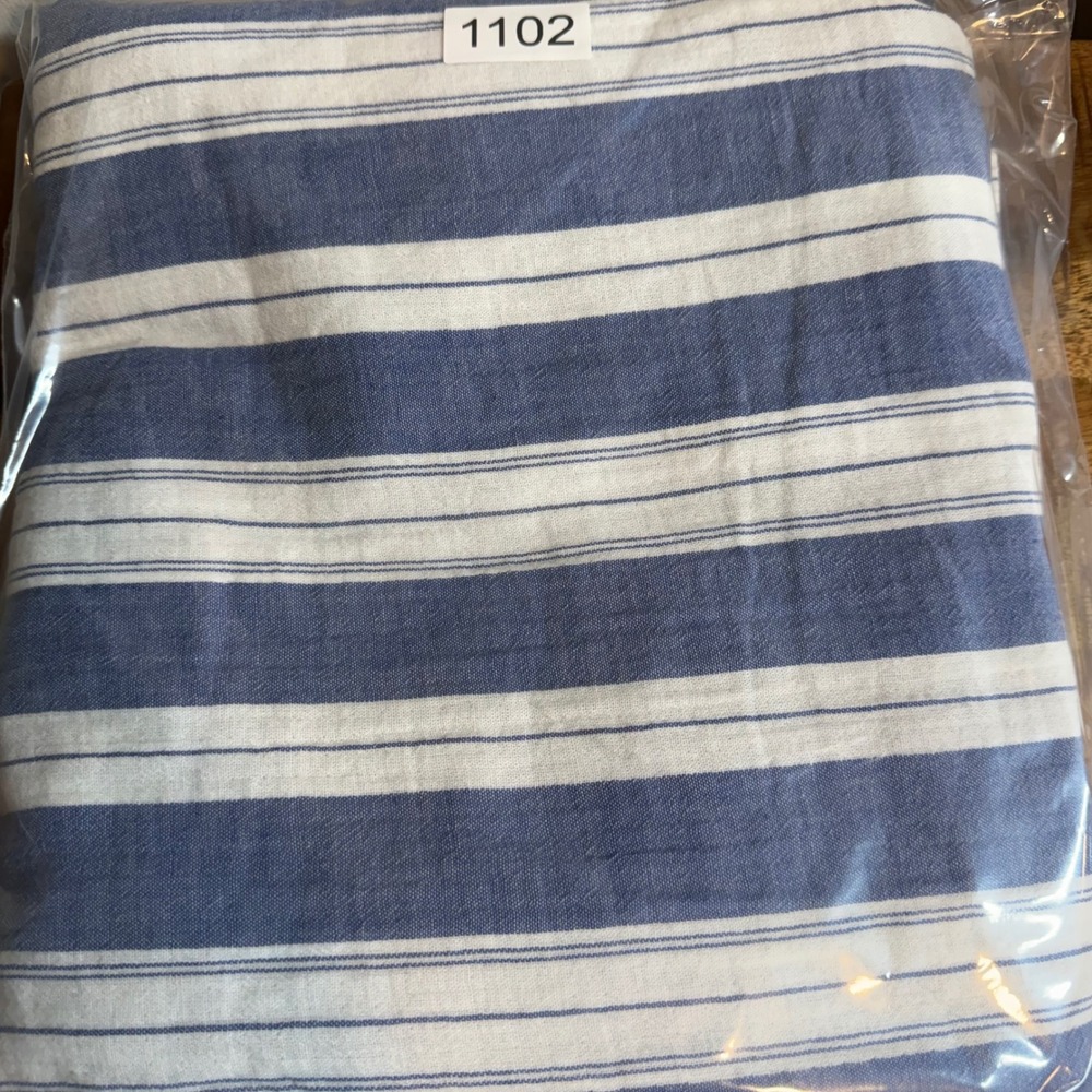 Womens XL Demi Wide Leg Blue White Striped Cotton Crop Pants High Rise Casual - Picture 14 of 14